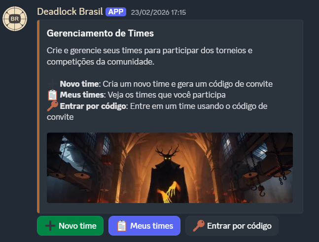 Embed do gerenciamento de time